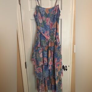 Floral Sleeveless Dress with Tie Waist